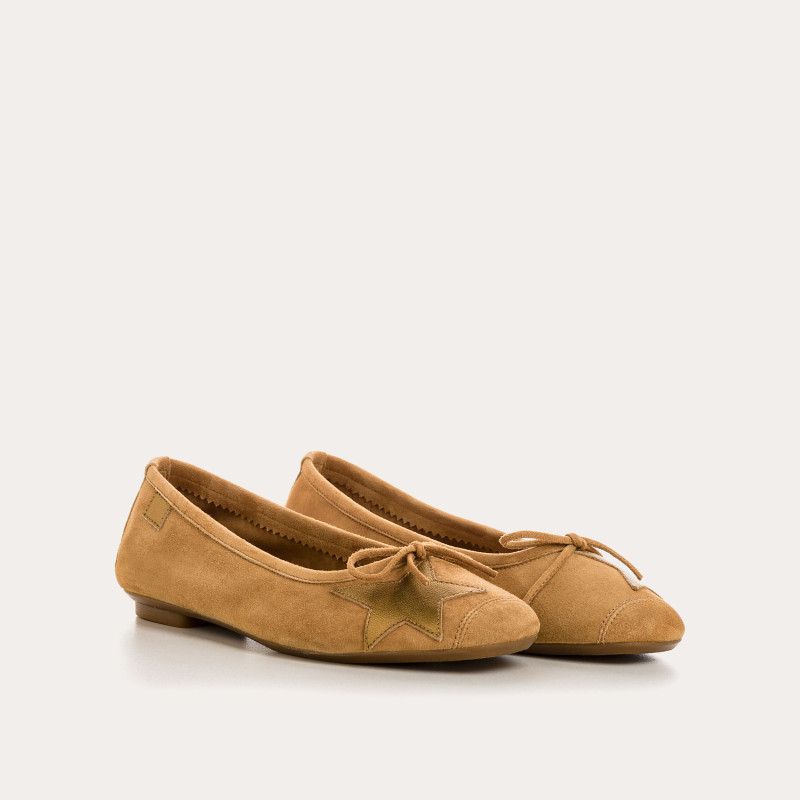 Hello Velvet Leather Ballerinas with Star