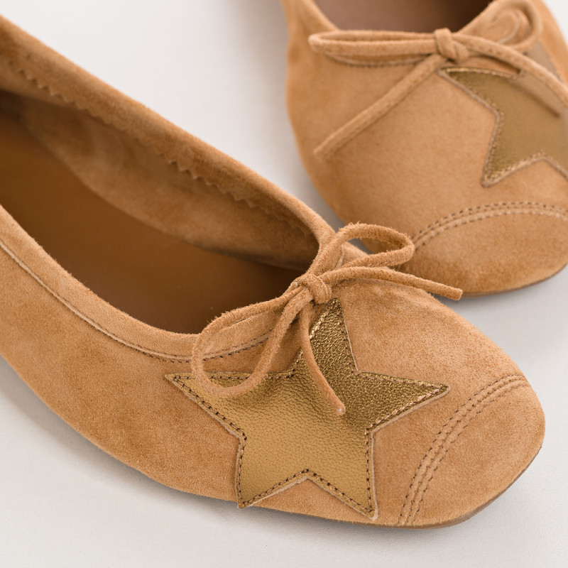 Hello Velvet Leather Ballerinas with Star