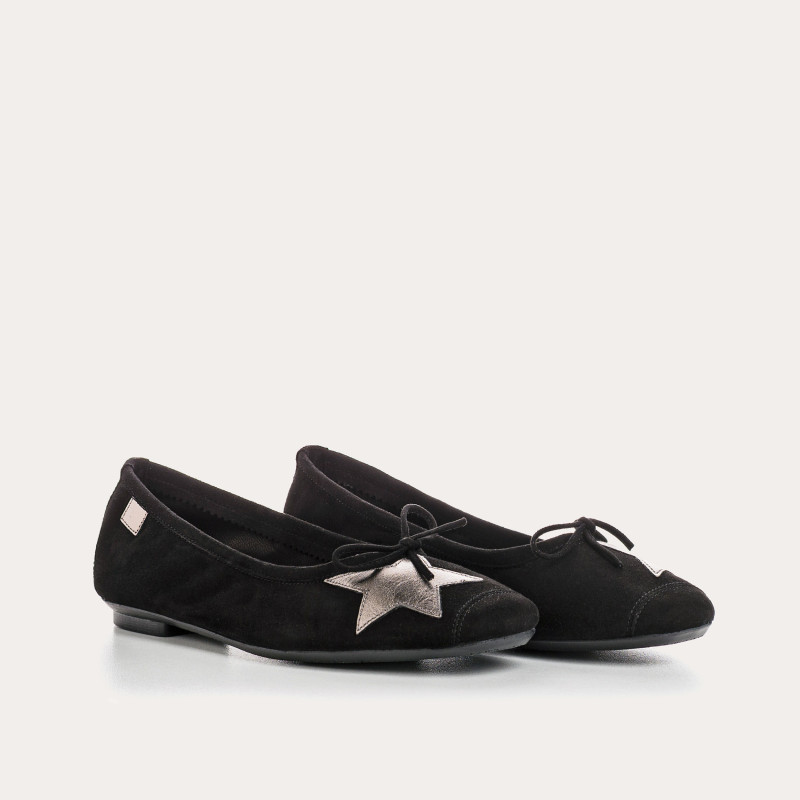 Hello Velvet Leather Ballerinas with Star