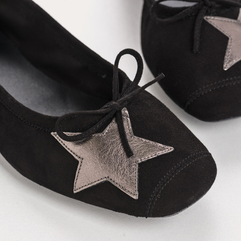 Hello Velvet Leather Ballerinas with Star