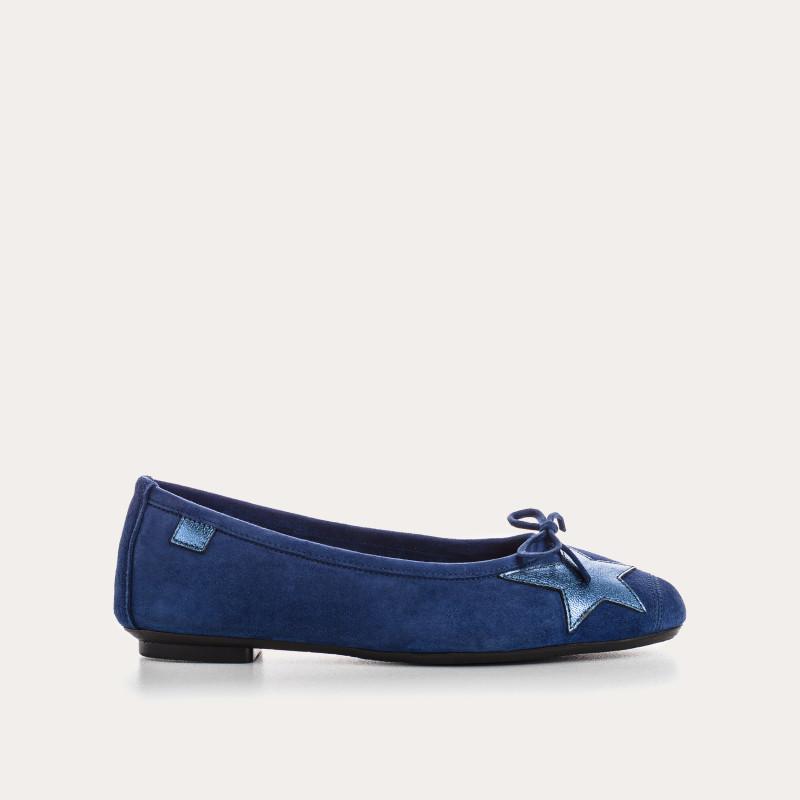 Hello Velvet Leather Ballerinas with Star
