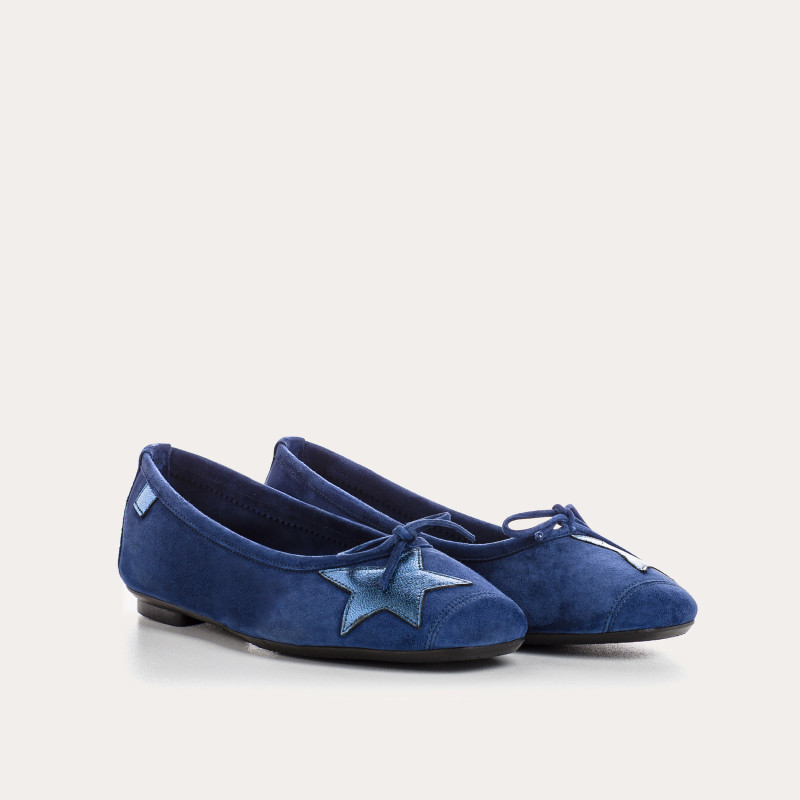 Hello Velvet Leather Ballerinas with Star