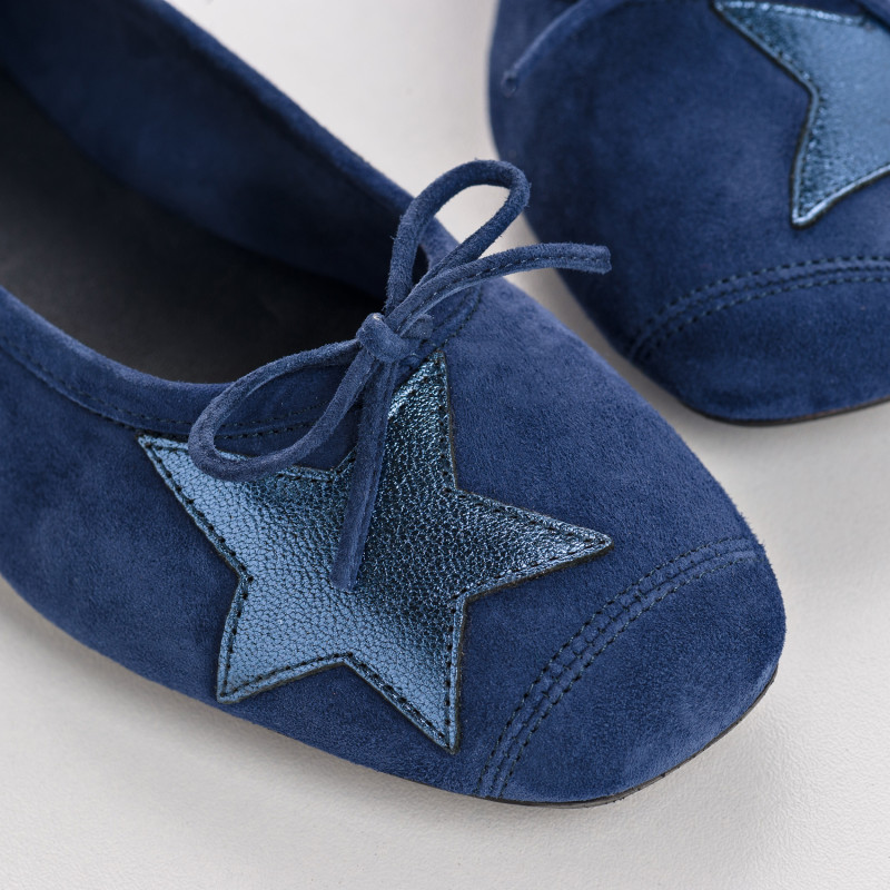 Hello Velvet Leather Ballerinas with Star