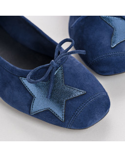 Hello Velvet Leather Ballerinas with Star