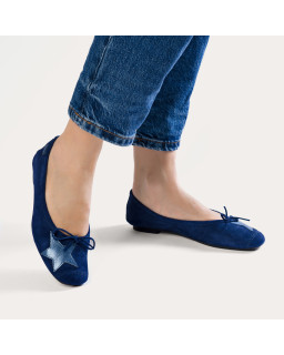 Hello Velvet Leather Ballerinas with Star