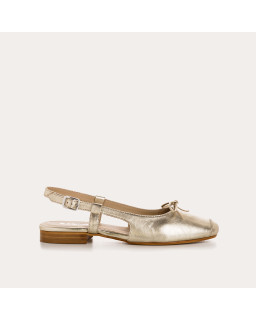 Slingback Circee Metallic Leather Platinum Ballerinas | Reqins