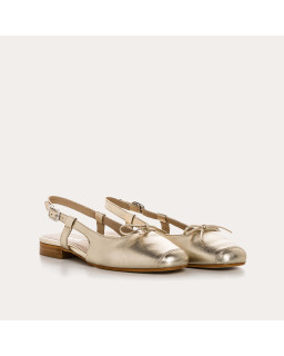Slingback Circee Metallic Leather Platinum Ballerinas | Reqins
