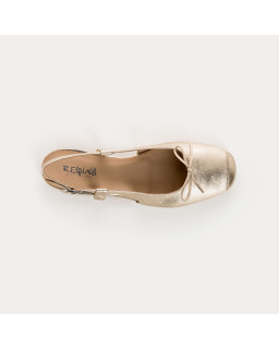 Slingback Circee Metallic Leather Platinum Ballerinas | Reqins