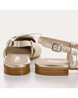 Slingback Circee Metallic Leather Platinum Ballerinas | Reqins