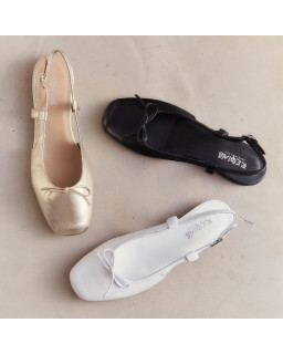 Ballerines slingback Circee platine en cuir métallisé | Reqins