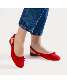 Ballerines slingback Circee noir en cuir velours | Reqins