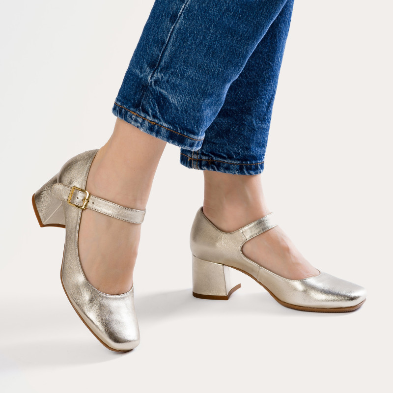 Emparpins Mary Janes Woman Shine Metallic Leather - Galante | Reqins