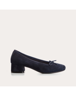 Velvet leather heeled ballerinas with knot
