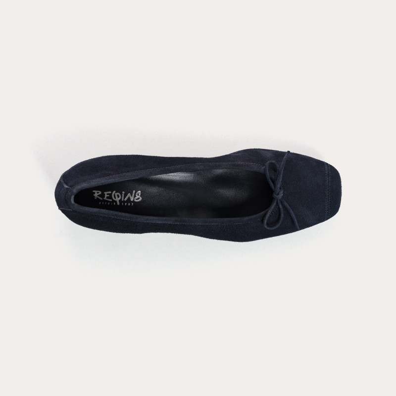 Velvet leather heeled ballerinas with knot