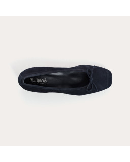Velvet leather heeled ballerinas with knot