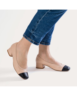 Ballerinas Two-Tail with Flesh / Black Leather Black