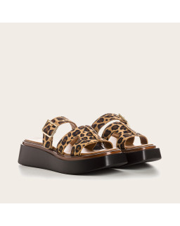 Sandals Leopard Woman in Velvet Leather - Louna Model