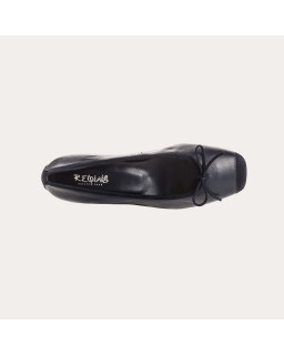 Smooth leather heel ballerinas with velvet reinforcement