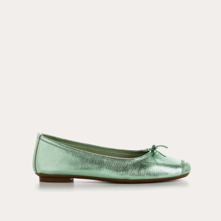 Iridescent Metal Leather Flat Ballerinas