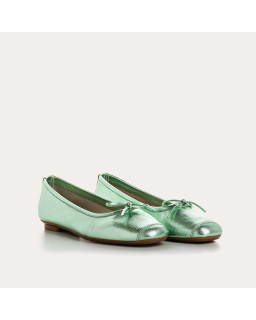Iridescent Metal Leather Flat Ballerinas