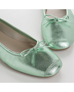 Iridescent Metal Leather Flat Ballerinas