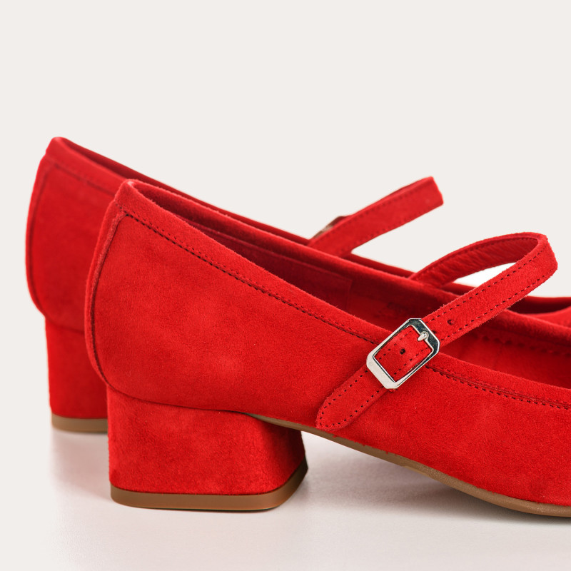 Kelly Brown Heel Mary Janes in Suede