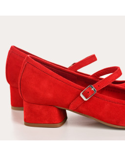 Kelly Brown Heel Mary Janes in Suede