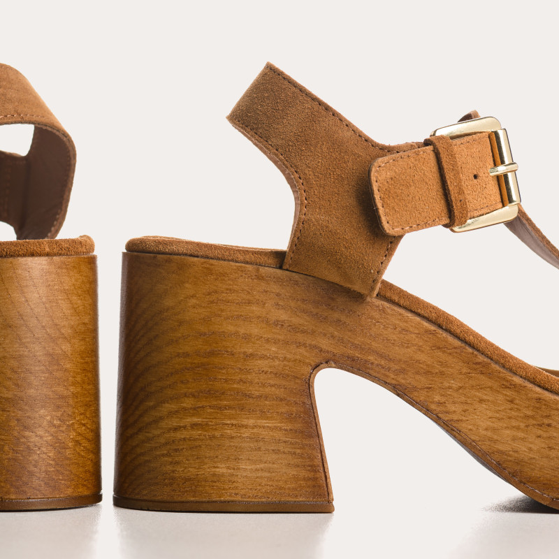 Sandals Platform Lison Leather Velvet | Reqins