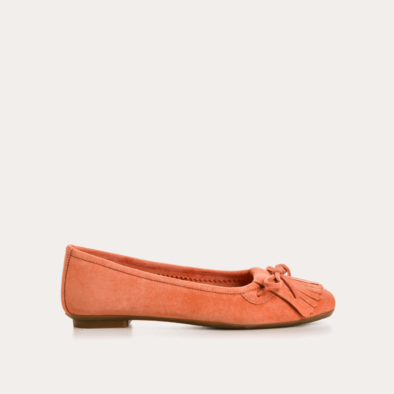 Hindi leather velvet ballerinas with fringes
