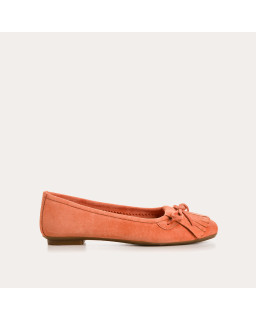 Hindi leather velvet ballerinas with fringes