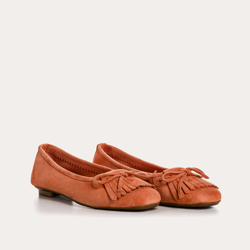 Hindi leather velvet ballerinas with fringes