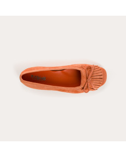 Hindi leather velvet ballerinas with fringes