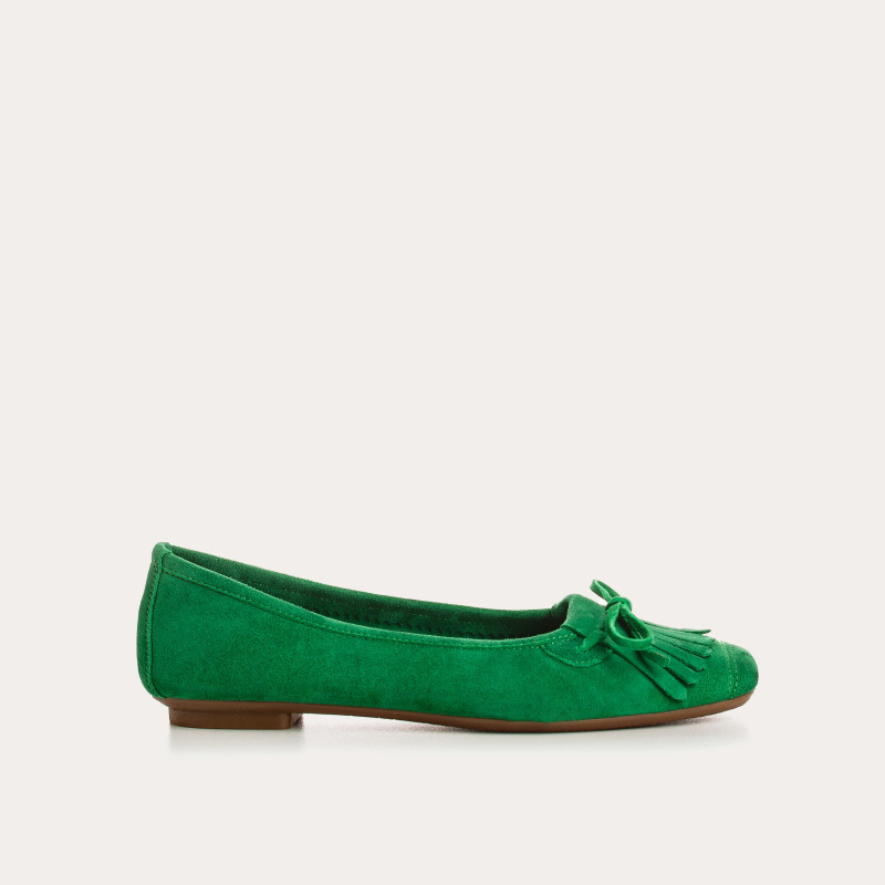 Hindi leather velvet ballerinas with fringes
