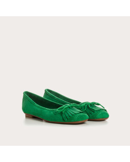 Hindi leather velvet ballerinas with fringes