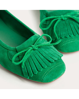 Ballerines Hindi en cuir velours à franges | Reqins