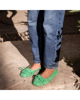 Ballerines Hindi en cuir velours à franges | Reqins