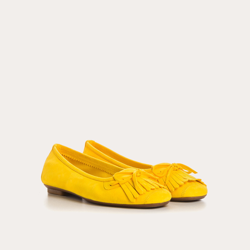 Hindi leather velvet ballerinas with fringes