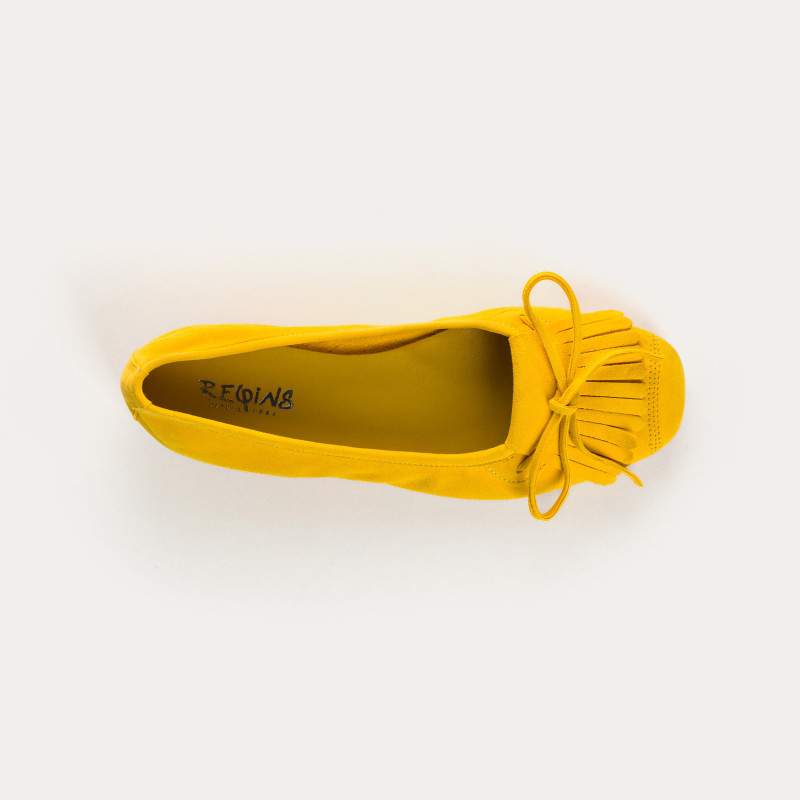 Hindi leather velvet ballerinas with fringes