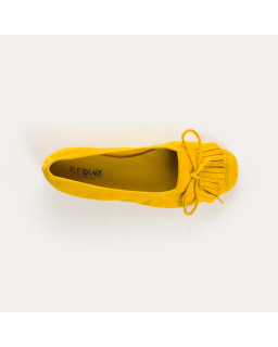 Hindi leather velvet ballerinas with fringes