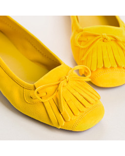 Hindi leather velvet ballerinas with fringes