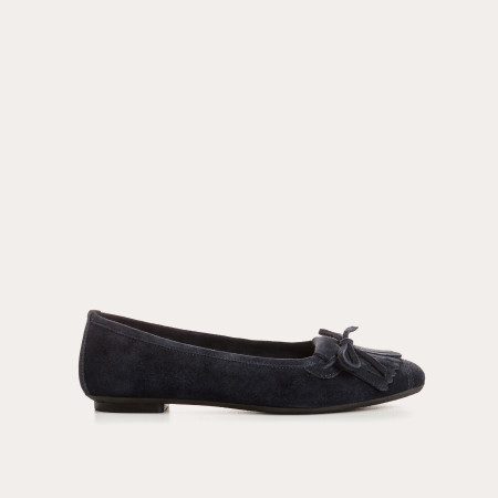 Hindi leather velvet ballerinas with fringes