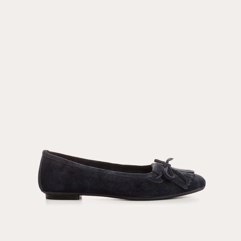 Hindi leather velvet ballerinas with fringes