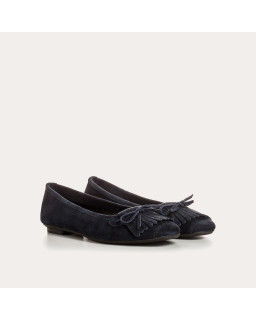 Hindi leather velvet ballerinas with fringes