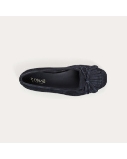 Hindi leather velvet ballerinas with fringes