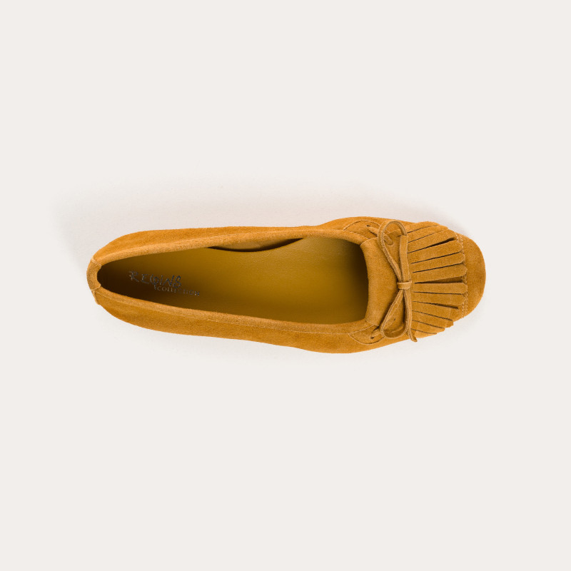 Hindi leather velvet ballerinas with fringes