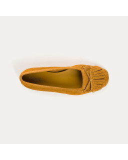 Ballerines Hindi en cuir velours à franges | Reqins