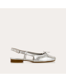 Ballerines slingback Circee platine en cuir métallisé | Reqins