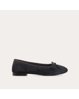 Flat ballerinas with suede knot with rounded butt