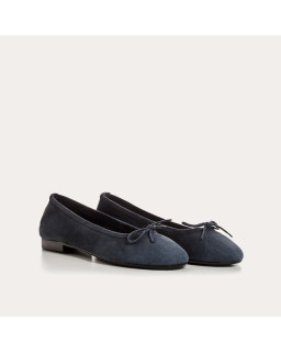 Flat ballerinas with suede knot with rounded butt