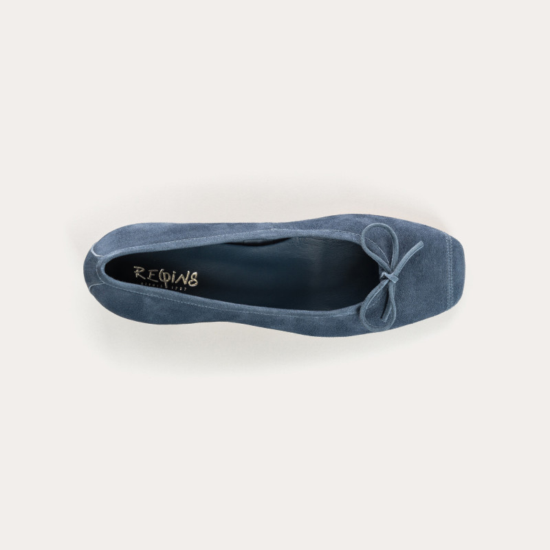 Velvet leather heeled ballerinas with knot